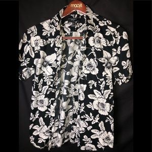Black and white floral button down shirt